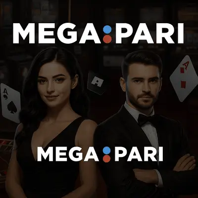 vibrant promotional banner for the BD Megapari that features casino games like Baccarat, Roulette, and Blackjack that are live, as well as the Megapari logo.